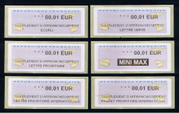 ATM-00.01 X 6 COMPLEMENTS Avec 6 Mentions Différentes -WINCOR NIXDORF, N°55 PETITS COINS ARRONDIS, Du Catalogue Michel - 2000 Type « Avions En Papier »