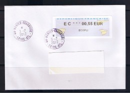 ATM-LETTRE EC 00.55 -WINCOR NIXDORF, N°55 PETITS COINS ARRONDIS, Du Michel. 1er Jour Le 03/07/2012 NANTES ERAUDIERES - 2000 Type « Avions En Papier »