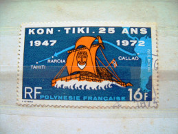 French Polynesia 1972 Kon Tiki Boat -#C.87 = 5 $ - Usati