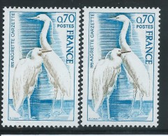 [09] Variété : N° 1820 Aigrette Gris Pâle + Normal ** - Unused Stamps