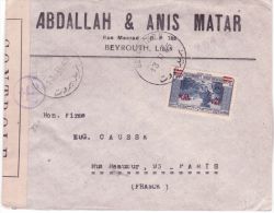 1945- Enveloppe De Beyrouth  Affr. 12 1/2 Piastres Avec Censure Croix De Lorraine S C - Briefe U. Dokumente