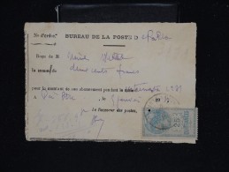 FRANCE - GUADELOUPE - Récépissé Du Bureau De Poste De Pointe à Pitre En 1921 - Aff. Timbre De Quittances RR - Lot P12089 - Storia Postale