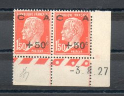 France. Caisse D'amortissement. Semeuse 1.50F + 50c. Paire Bord De Feuille Datée 3/8/27 - 1927-31 Caisse D'Amortissement