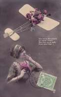 CPA - Fantaisie - Femme - Avion Fleuri - 166.1 - Femmes