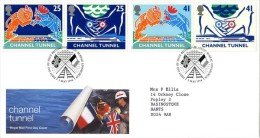 GB 1994 CHANNEL TUNNEL FDC USED SG 1820-23 MI 1513-16 SC 1558-61A IV 1758-1761 - Storia Postale