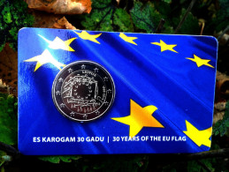Coincard  Latvia - Lettonia - 2 - Euro- Coincard -2015-year-30- Years - Of - EU - Flag - BU - Lettonie