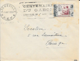 AEF  - GABON  -   LIBREVILLE  -   FLAMME   : CENTENAIRE DU GABON  / LIBREVILLE   LE 1ER AOUT 1950 - Lettres & Documents