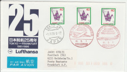 Tokyo Frankfurt 1986 - Lufthansa - 25 Jahre Erstflug Flight 1er Vol - Air Mail - Cartas & Documentos