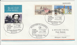 Munchen Munich Karachi Tokyo 1986 - Lufthansa - Erstflug Flight 1er Vol - Air Mail DC 10 - Cartas & Documentos