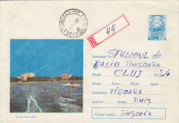 31062- WATER SKIING ON SIUTGHIOL LAKE, REGISTERED COVER STATIONERY, 1971, ROMANIA - Water-skiing