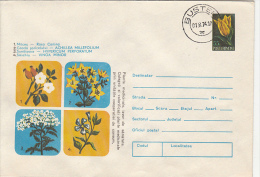 31255- ROSE HIP, YARROW, ST JOHN'S WORT, LESSER PERIWINKLE, MEDICINAL PLANTS, COVER STATIONERY, 1974, ROMANIA - Plantas Medicinales