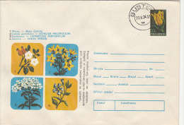 31255- ROSE HIP, YARROW, ST JOHN'S WORT, LESSER PERIWINKLE, MEDICINAL PLANTS, COVER STATIONERY, 1974, ROMANIA - Plantes Médicinales