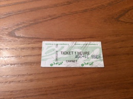 Ticket De Bus "tan - Ticket 1 Heure CARNET - NANTES(44) Edition 2015 (vert Sur Blanc) - Europe