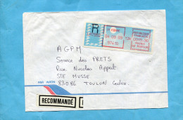 MARCOPHILIE- Lettre- REC-ST PIERRE -pour Françe-cad1989- étiquette De Bureau à 15.90 Frs - Storia Postale