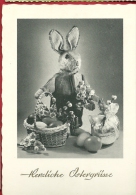 HAQ-02 Joyeuses Pâques, Herzliche östergrüsse, Lapin Et Oeufs De Pâques, Noir Et Blanc, Non Circulé - Ostern