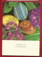 HAQ-07  Herzliche Ostergrüsse Oeufs Peints. Circulé, Timbre Déchirré. - Ostern