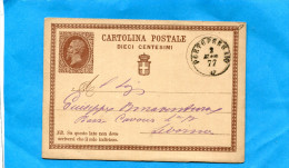 MARCOPHILIE-AITALIE-carte Entier Postal Cad  1877 10 C Brun-a Voyagé-pour  LIVORNA - Stamped Stationery