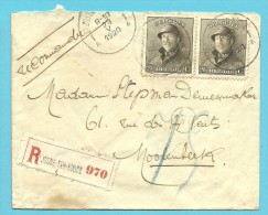 170 (x2) Op Brief Aangetekend Met Stempel ST-JOSSE-TEN-NOODE 1 - 1919-1920 Roi Casqué