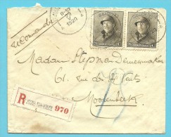 170 (x2) Op Brief Aangetekend Met Stempel ST-JOSSE-TEN-NOODE 1 - 1919-1920 Trench Helmet