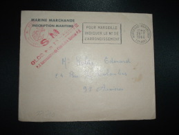 LETTRE OBL.MEC.26-3-1966 MARSEILLE REPUBLIQUE (13) MARINE MARCHANDE INSCRIPTION MARITIME - Maritime Post