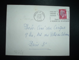 LETTRE TP MARIANNE DE CHEFFER 0,40 OBL.MEC. VARIETE 10-10-1970 PARIS GARE ST LAZARE (75) - 1967-1970 Marianne Of Cheffer