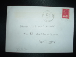 LETTRE TP MARIANNE DE BEQUET 0,50 OBL.22-6-1972 AVORD AIR (18 CHER) + AVIATION - 1971-1976 Marianne (Béquet)