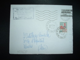 LETTRE TP COQ DE DECARIS 0,30 OBL.30-11-1965 GENNEVILLIERS PPAL (92) + OBL.MEC. IDEM - 1962-1965 Gallo De Decaris