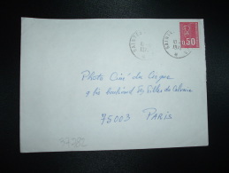 LETTRE TP MARIANNE DE BEQUET 0,50 OBL. AMBULANT 10-6-1974 SAINTES A POITIERS - 1971-1976 Marianne Van Béquet