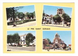 93 Le Pre Saint Gervais Carte RARE 4 Vues Dont Square Vieille Fontaine Eglise Mairie Carte Non Voyagée - Le Pre Saint Gervais