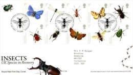 GB 2008 ENDANGERED SPECIES - INSECTS FDC SG 2831-40 MI 2631-40 SC 2563-72 IV 3009-18 - Briefe U. Dokumente