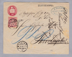 Heimat BE BLANKENBURG 1877-05-27 Langstempel Auf NN-Tüblibrief Mit 10Rp Karmin - Storia Postale