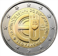 ESLOVAQUIA  2 €uros Bimetálica 2014  "10 YEARS OF EU MEMBERSHIP" SC/UNC  T-DL-10.887 - Slovaquie