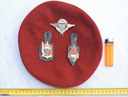 PETIT LOT TROUPES DE MARINE : BERET & BREVET PARA + INSIGNE 3°RPIMa & 22°RIMa - Headpieces, Headdresses