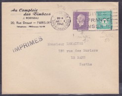 France Type Arc De Triomphe Sur Lettre - 1944-45 Arco Del Triunfo