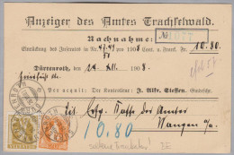 Heimat BE DÜRRENROTH 1908-12-26 Seltene Frankatur Auf Amt Trachselwald Beleg - Brieven En Documenten