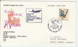 Kuala Lumpur Sydney Karachi Frankfurt 1980 - Erstflug 1er Vol Inaugural Flight Primo Volo - Lufthansa 1980 - DC 10 - First Flight Covers