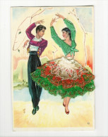 Brodées - Femmes - Femme - Illustrateur - Danse - Flamenco - Carte Brodée - Semi Moderne Grand Format - état - Bestickt