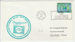 New York UNO ONU Amsterdam 1971 - Erstflug 1er Vol Inaugural Flight Primo Volo - KLM - Nobel Peace Prize - Lettres & Documents