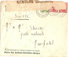 Heyst Sur Mer Vers Neuchatel(Suisse) / Enveloppe Asiles Des Soldats Invalides Belges - Belgische Armee