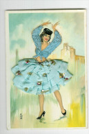 Brodées - Femmes - Femme - Illustrateur - Danse - Carte Brodée - Semi Moderne Grand Format - état - Embroidered