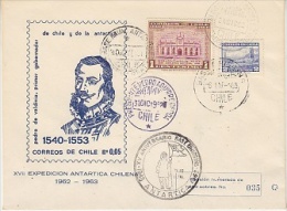 Chile 1962 Expedicion Antarctica Chilena 1962-1963 Numbered Cover With 5 Ca (25875) - Antarctische Expedities