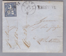 Heimat BE ERISWYL 1861-06-11 Lang Stempel Brief Nach Winterthur Mit 10Rp Blau Sitzende - Storia Postale