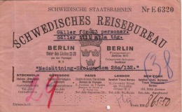 TICKET HEFT D.SCHWEDISCHEN STAATSBAHNEN 1929, Heft Ohne Tickets - Other & Unclassified