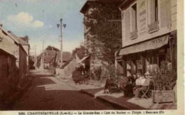 77 - SAINT-PIERRE-LÈS-NEMOURS - Chaintréauville - La Grande-Rue - Café Du Rocher - Animée - Saint Pierre Les Nemours