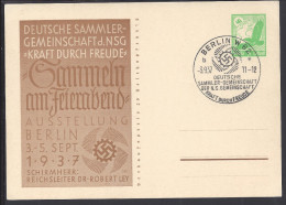 ALLEMAGNE - 1937 -  ENTIER POSTAL ASSOCIATION DES COLLECTIONNEURS EXPO BERLIN - - Enteros Postales