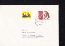 Berlin: Fern-Brief Mit 20 Pfg "Friedrich Von Schiller" Und "Weihnachts-Vignette 1959" OSt. AMBERG Vom 2.12.59 Knr: 190 - Brieven En Documenten