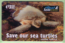 Fiji - 1996  Save Our Sea Turtles - $3 Green Turtle - FIJ-084 - VFU - Fiji