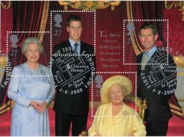 GROSBRITANNIEN GRANDE BRETA GB 2001 QUEEN MOTHER 100TH BIRTHDAY MS CANC SG MS2161 MI B9-1881-85 SC SH1943 YV F12-2195-98 - Blocks & Miniature Sheets