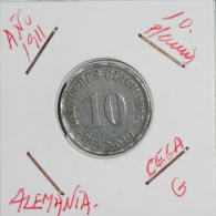 ALEMANIA  - IMPERIO - DEUTSCHES REICH  - 10 Pfn. AÑO 1911-G - 10 Pfennig