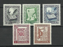 ISLAND 1953 Michel 287 - 291 Alte Island-Manuscripte MNH - Unused Stamps